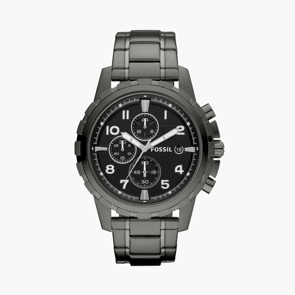 Fossil Dean Chronograph Watch for Men | FS4721 | Black Stainless Steel | 42mm