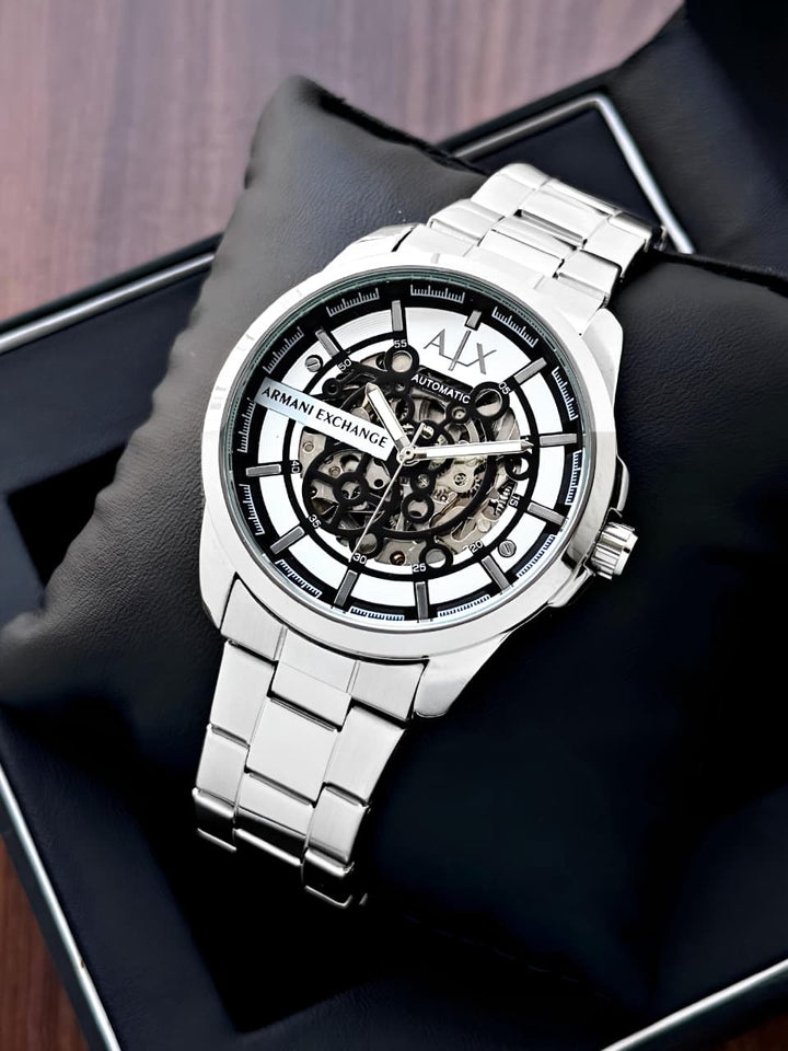 Armani Exchange Dress Automatic Watch for Men | Skeleton Dial | 43mm
