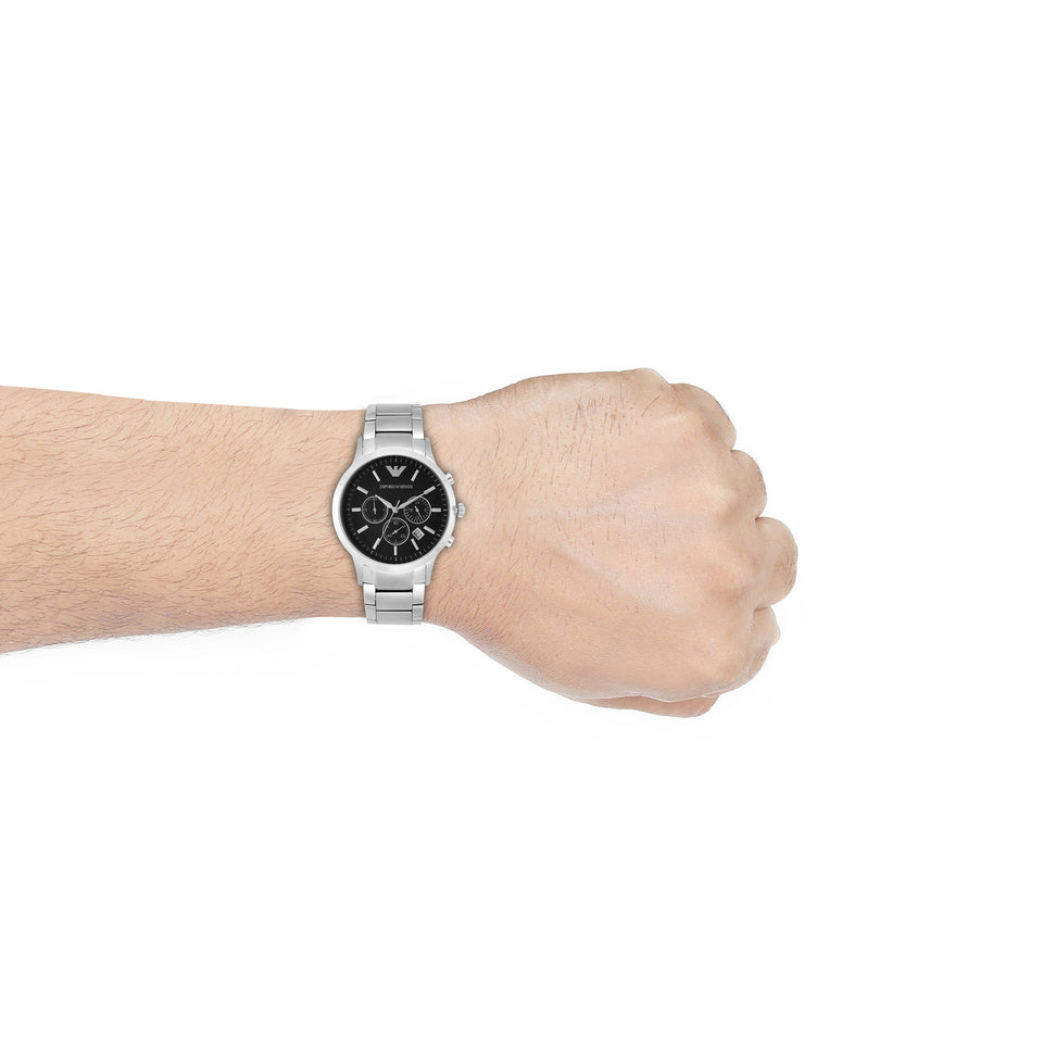 Emporio Armani Renato AR2453 Chronograph Watch for Men Black Dial Stainless Steel