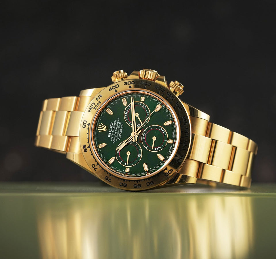 Rolex Daytona Automatic Watch for Men | Green Dial | Full Gold Finish