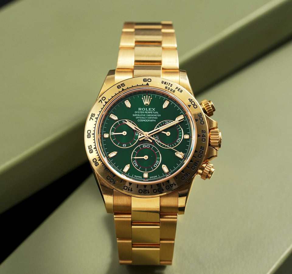 Rolex Daytona Automatic Watch for Men | Green Dial | Full Gold Finish