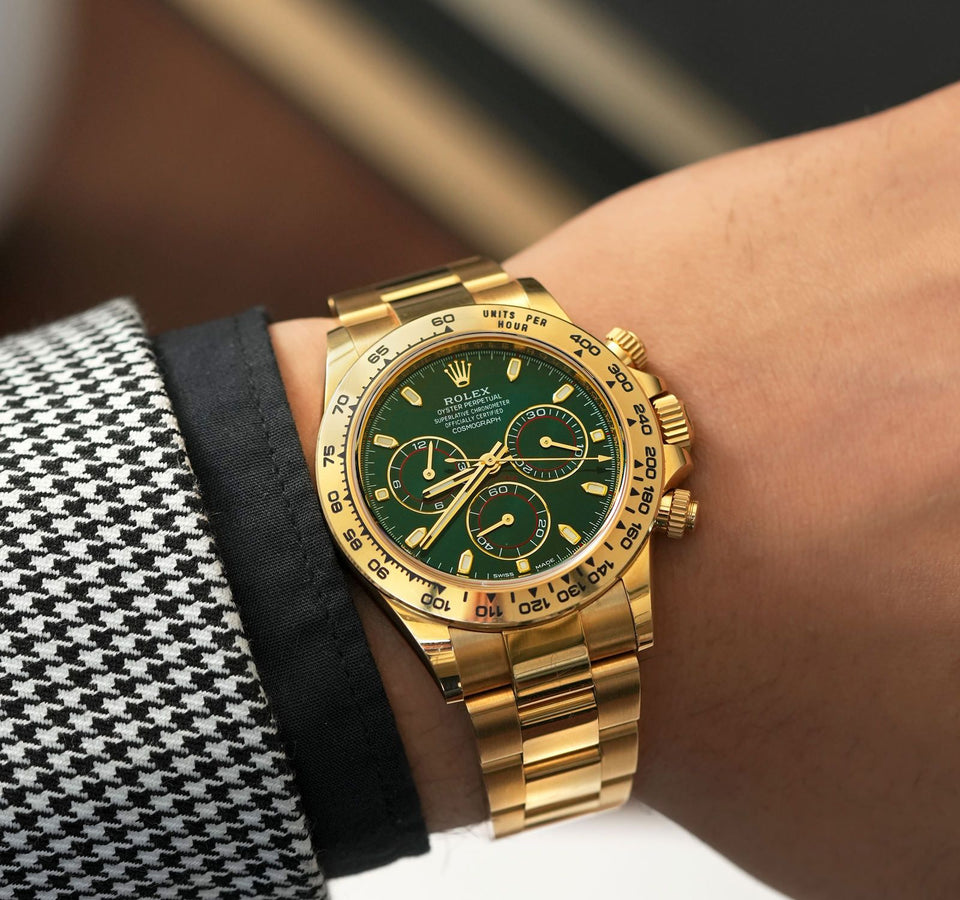 Rolex Daytona Automatic Watch for Men | Green Dial | Full Gold Finish