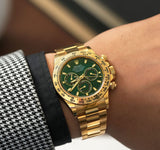 Rolex Daytona Automatic Watch for Men | Green Dial | Full Gold Finish